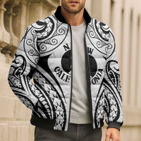 New Caledonia Day Bomber Puffer Jacket Polynesian Curves White Color LT05 - Polynesian Pride