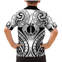 New Caledonia Day Family Matching Mermaid Dress and Hawaiian Shirt Polynesian Curves White Color - Polynesian Pride