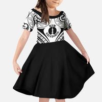 New Caledonia Day Family Matching Puletasi and Hawaiian Shirt Polynesian Curves White Color LT05 Daughter's Dress White - Polynesian Pride