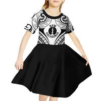 New Caledonia Day Kid Short Sleeve Dress Polynesian Curves White Color - Polynesian Pride
