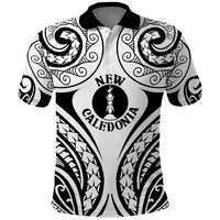 New Caledonia Day Polo Shirt Polynesian Curves White Color - Polynesian Pride