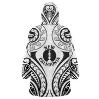 New Caledonia Day Wearable Blanket Hoodie Polynesian Curves White Color - Polynesian Pride