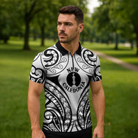 New Caledonia Day Zipper Polo Shirt Polynesian Curves White Color - Polynesian Pride