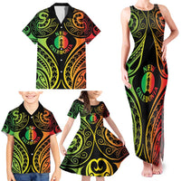 New Caledonia Day Family Matching Tank Maxi Dress and Hawaiian Shirt Polynesian Curves Reggae Color - Polynesian Pride