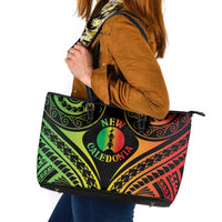 New Caledonia Day Leather Tote Bag Polynesian Curves Reggae Color LT05 Reggae - Polynesian Pride