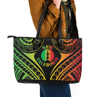 New Caledonia Day Leather Tote Bag Polynesian Curves Reggae Color LT05 - Polynesian Pride
