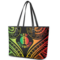 New Caledonia Day Leather Tote Bag Polynesian Curves Reggae Color LT05 - Polynesian Pride