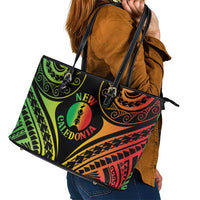 New Caledonia Day Leather Tote Bag Polynesian Curves Reggae Color LT05 - Polynesian Pride