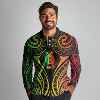 New Caledonia Day Long Sleeve Polo Shirt Polynesian Curves Reggae Color LT05 - Polynesian Pride