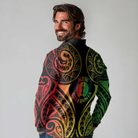 New Caledonia Day Long Sleeve Polo Shirt Polynesian Curves Reggae Color LT05 - Polynesian Pride