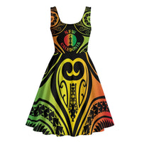 New Caledonia Day Midi Dress Polynesian Curves Reggae Color - Polynesian Pride