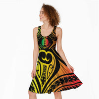 New Caledonia Day Midi Dress Polynesian Curves Reggae Color - Polynesian Pride