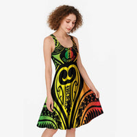 New Caledonia Day Midi Dress Polynesian Curves Reggae Color - Polynesian Pride