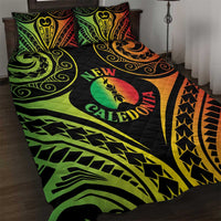 New Caledonia Day Quilt Bed Set Polynesian Curves Reggae Color - Polynesian Pride