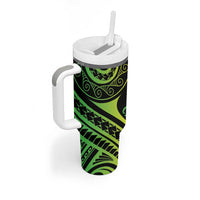 New Caledonia Day Tumbler With Handle Polynesian Curves Reggae Color - Polynesian Pride