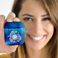 Marshall Islands Manit Day AirPods Case Tribal Dolphin With Marshall Seal LT05 Blue - Polynesian Pride
