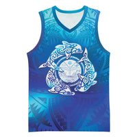 Marshall Islands Manit Day Basketball Jersey Tribal Dolphin With Marshall Seal - Polynesian Pride