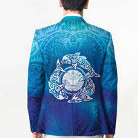 Marshall Islands Manit Day Blazer Tribal Dolphin With Marshall Seal - Polynesian Pride