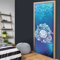 Marshall Islands Manit Day Door Cover Tribal Dolphin With Marshall Seal - Polynesian Pride