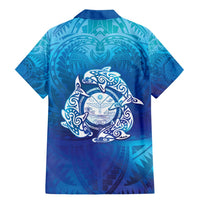 Marshall Islands Manit Day Family Matching Mermaid Dress and Hawaiian Shirt Tribal Dolphin With Marshall Seal - Polynesian Pride