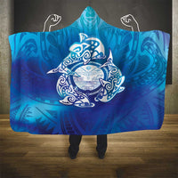 Marshall Islands Manit Day Hooded Blanket Tribal Dolphin With Marshall Seal - Polynesian Pride