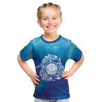 Marshall Islands Manit Day Kid T Shirt Tribal Dolphin With Marshall Seal - Polynesian Pride