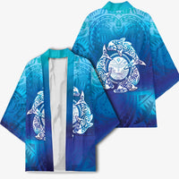 Marshall Islands Manit Day Kimono Tribal Dolphin With Marshall Seal - Polynesian Pride