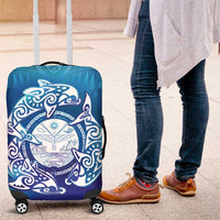 Marshall Islands Manit Day Luggage Cover Tribal Dolphin With Marshall Seal - Polynesian Pride