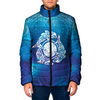 Marshall Islands Manit Day Padded Jacket Tribal Dolphin With Marshall Seal - Polynesian Pride