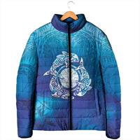 Marshall Islands Manit Day Padded Jacket Tribal Dolphin With Marshall Seal - Polynesian Pride