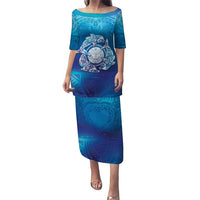 Marshall Islands Manit Day Puletasi Tribal Dolphin With Marshall Seal - Polynesian Pride