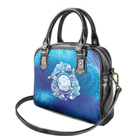 Marshall Islands Manit Day Shoulder Handbag Tribal Dolphin With Marshall Seal - Polynesian Pride