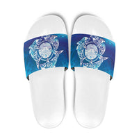 Marshall Islands Manit Day Slide Sandals Tribal Dolphin With Marshall Seal - Polynesian Pride