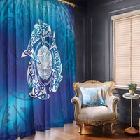 Marshall Islands Manit Day Window Curtain Tribal Dolphin With Marshall Seal - Polynesian Pride
