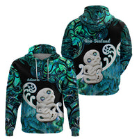 Aotearoa New Zealand Hoodie Paua Shell Fern Koru With Maori Hei Tiki LT05 - Polynesian Pride