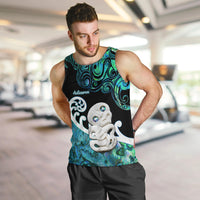 Personalized Aotearoa New Zealand Men Tank Top Paua Shell Fern Koru With Maori Hei Tiki LT05 - Polynesian Pride