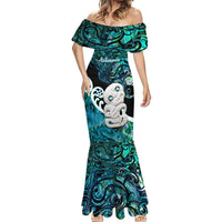 Personalized Aotearoa New Zealand Mermaid Dress Paua Shell Fern Koru With Maori Hei Tiki LT05 - Polynesian Pride