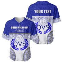 Personalized Queen Victoria School Baseball Jersey With Fijian Tapa Pattern LT05 - Polynesian Pride