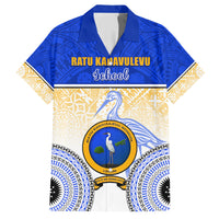 Personalized Ratu Kadavulevu School Family Matching Short Sleeve Bodycon Dress and Hawaiian Shirt With Fijian Tapa Pattern LT05 Dad's Shirt - Short Sleeve Blue - Polynesian Pride
