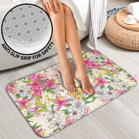 Hawaii Palaka Bathroom Set Yellow Tribal Pattern With Tropical Flowers - Polynesian Pride