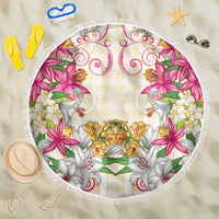 Hawaii Palaka Beach Blanket Yellow Tribal Pattern With Tropical Flowers LT05 One Size 150cm Yellow - Polynesian Pride