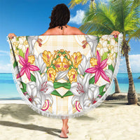 Hawaii Palaka Beach Blanket Yellow Tribal Pattern With Tropical Flowers LT05 - Polynesian Pride
