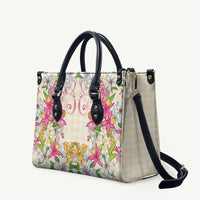 Hawaii Palaka Leather Bag Yellow Tribal Pattern With Tropical Flowers - Polynesian Pride