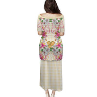 Hawaii Palaka Puletasi Yellow Tribal Pattern With Tropical Flowers - Polynesian Pride