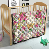 Hawaii Palaka Quilt Yellow Tribal Pattern With Tropical Flowers - Polynesian Pride