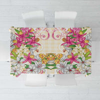 Hawaii Palaka Tablecloth Yellow Tribal Pattern With Tropical Flowers LT05 Yellow - Polynesian Pride