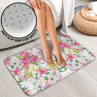 Hawaii Palaka Bathroom Set White Tribal Pattern With Tropical Flowers - Polynesian Pride