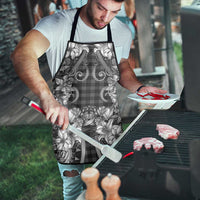 Hawaii Palaka Apron Black Tribal Pattern With Tropical Flowers - Polynesian Pride