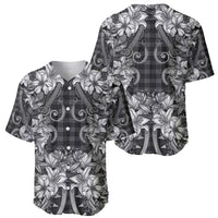 Hawaii Palaka Baseball Jersey Black Tribal Pattern With Tropical Flowers - Polynesian Pride
