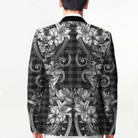 Hawaii Palaka Blazer Black Tribal Pattern With Tropical Flowers - Polynesian Pride